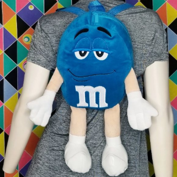 Rare Blue M&M Plush Backpack 90s Y2k Kid Nostalgia Chocolate Candy Aesthetic - Picture 1 of 5